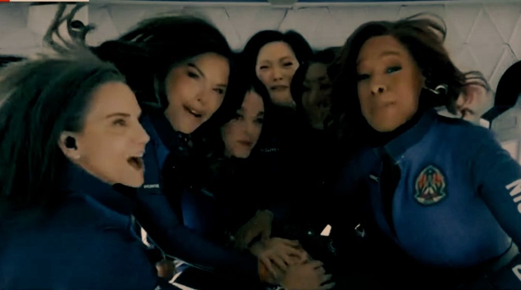 The all-female crew of Blue Origin's NS-31 mission poses before launch in April 2025.​