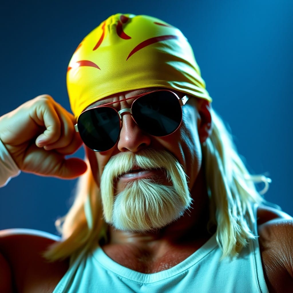 Hulk Hogan delivering a classic wrestling promo in WWE ring
